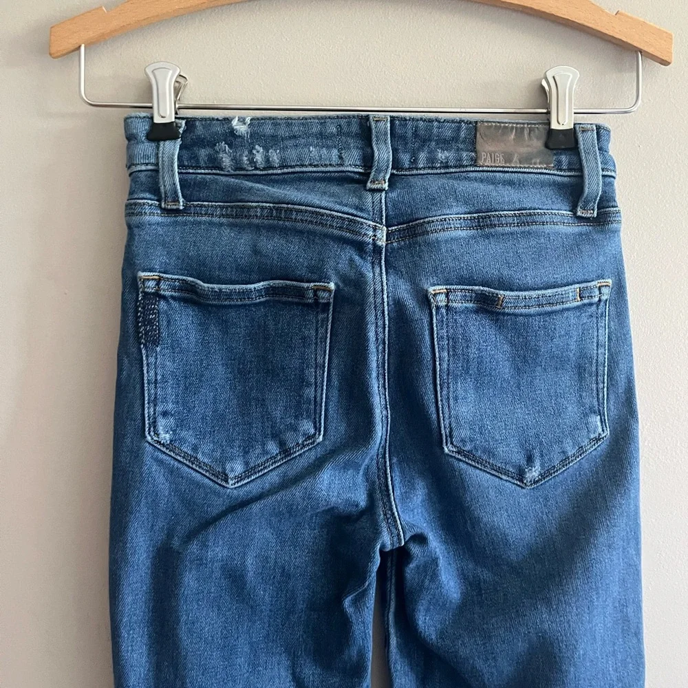 Paige Distressed Blue Hoxton Skinny High Rise Ankle Jeans Size 25